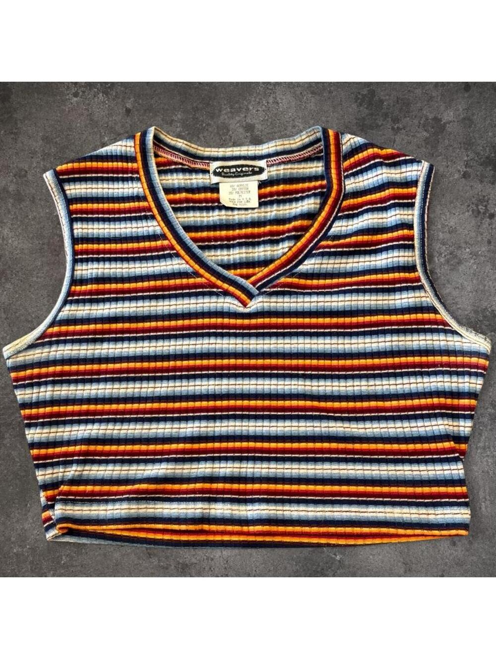 Beautiful Vintage 70s Weavers striped tank top with stripes